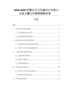 2026-2030中國工業(yè)導(dǎo)熱油行業(yè)現(xiàn)狀動態(tài)及發(fā)展趨勢研究研究報告