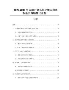 2026-2030中國即時通訊行業運營模式及投資策略建議報告
