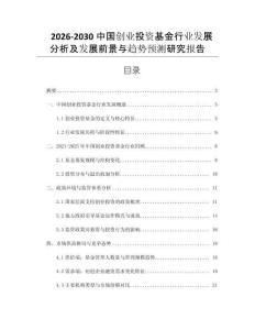 2026-2030中國創(chuàng)業(yè)投資基金行業(yè)發(fā)展分析及發(fā)展前景與趨勢預(yù)測研究報告