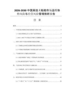 2026-2030中國高技術船舶市場運行形勢風險與經營風險管理剖析報告