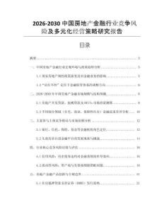 2026-2030中國房地產(chǎn)金融行業(yè)競爭風(fēng)險及多元化經(jīng)營策略研究報告