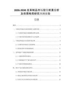 2026-2030皮革制品市場投資前景分析及供需格局研究預(yù)測報告