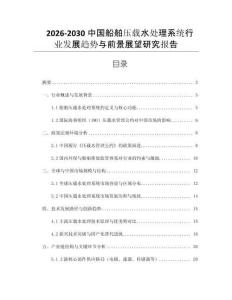 2026-2030中國船舶壓載水處理系統行業發展趨勢與前景展望研究報告