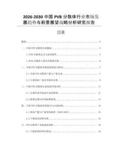 2026-2030中國PVB分散體行業(yè)市場發(fā)展趨勢與前景展望戰(zhàn)略分析研究報告