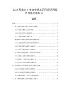 2025及未來5年瑞士焊割兩用炬項目投資價值分析報告