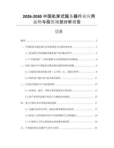 2026-2030中國機架式服務(wù)器行業(yè)應用態(tài)勢與投資規(guī)劃分析報告