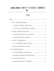 2026-2030閃存卡產(chǎn)業(yè)規(guī)劃專項(xiàng)研究報(bào)告