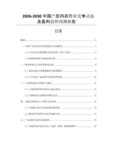 2026-2030中國(guó)產(chǎn)后內(nèi)衣行業(yè)競(jìng)爭(zhēng)動(dòng)態(tài)及盈利趨勢(shì)預(yù)測(cè)報(bào)告