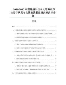 2026-2030中國船舶壓載水處理系統市場運營狀況與發展前景展望研究研究報告版