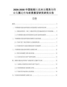 2026-2030中國船舶壓載水處理系統行業發展趨勢與前景展望研究研究報告