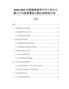 2026-2030中國激素避孕藥行業(yè)市場發(fā)展趨勢與前景展望戰(zhàn)略分析研究報(bào)告