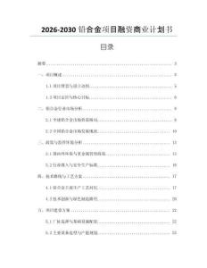 2026-2030鉛合金項(xiàng)目融資商業(yè)計(jì)劃書(shū)