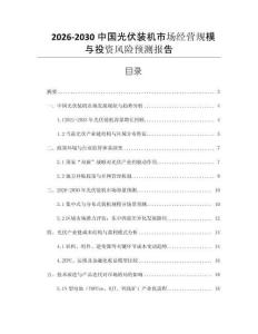 2026-2030中國光伏裝機(jī)市場經(jīng)營規(guī)模與投資風(fēng)險(xiǎn)預(yù)測報(bào)告