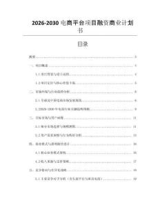 2026-2030電商平臺項目融資商業計劃書
