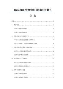 2026-2030生物質能項目商業計劃書