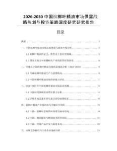 2026-2030中國檳榔葉精油市場供需戰(zhàn)略規(guī)劃與投資策略深度研究研究報告