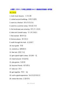人教版（2024）八年級上冊英語Unit 1基礎(chǔ)知識背誦版+默寫版
