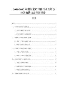 2026-2030中國紅寶石球體行業營銷態勢及前景動態預測報告