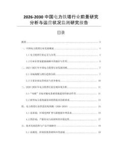 2026-2030中國電力鐵塔行業(yè)前景研究分析與運(yùn)營狀況監(jiān)測研究報告