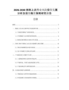 2026-2030棉制上衣行業(yè)風(fēng)險(xiǎn)投資發(fā)展分析及投資融資策略研究報(bào)告