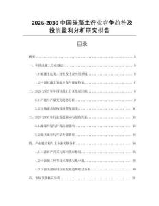 2026-2030中國(guó)硅藻土行業(yè)競(jìng)爭(zhēng)趨勢(shì)及投資盈利分析研究報(bào)告