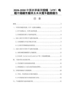 2026-2030中國(guó)非屏蔽雙絞線（UTP）電纜市場(chǎng)銷(xiāo)售規(guī)模及未來(lái)競(jìng)爭(zhēng)趨勢(shì)報(bào)告