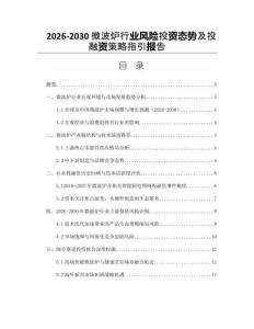 2026-2030微波爐行業(yè)風(fēng)險投資態(tài)勢及投融資策略指引報告
