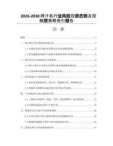 2026-2030榨汁機行業(yè)風(fēng)險投資態(tài)勢及投融資策略指引報告