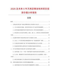 2025及未來5年天然瀝青改性劑項目投資價值分析報告