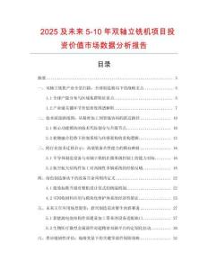2025及未來5-10年雙軸立銑機項目投資價值市場數據分析報告