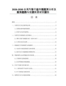 2026-2030臺(tái)灣汽車行業(yè)市場發(fā)展分析及發(fā)展趨勢(shì)與投資前景研究報(bào)告