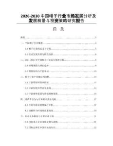 2026-2030中國帽子行業市場發展分析及發展前景與投資策略研究報告
