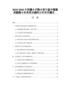 2026-2030中國儲水式熱水器行業(yè)市場發(fā)展趨勢與前景展望戰(zhàn)略分析研究報告