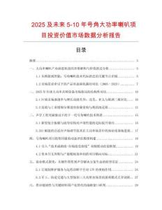 2025及未來5-10年號角大功率喇叭項目投資價值市場數據分析報告