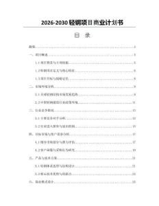 2026-2030輕鋼項目商業(yè)計劃書