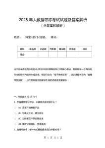 2025年大數據職稱考試試題及答案解析