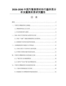 2026-2030中國汽車摩擦材料行業(yè)供需分析及發(fā)展前景研究報(bào)告