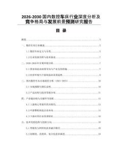 2026-2030國內數控車床行業深度分析及競爭格局與發展前景預測研究報告