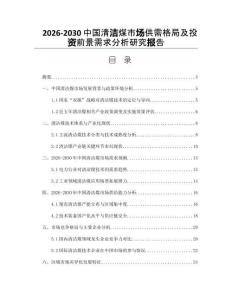 2026-2030中國清潔煤市場供需格局及投資前景需求分析研究報告