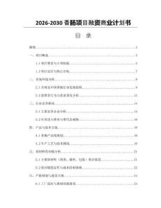2026-2030香腸項目融資商業計劃書
