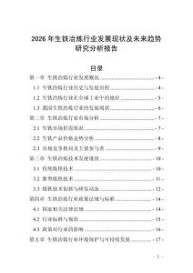 2026年生鐵冶煉行業(yè)發(fā)展現(xiàn)狀及未來趨勢研究分析報告