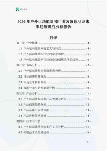 2026年戶外運動能量棒行業發展現狀及未來趨勢研究分析報告