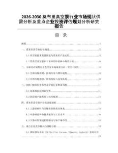 2026-2030莫布里真空泵行業市場現狀供需分析及重點企業投資評估規劃分析研究報告