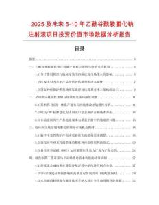 2025及未來5-10年乙酰谷酰胺氯化鈉注射液項目投資價值市場數據分析報告