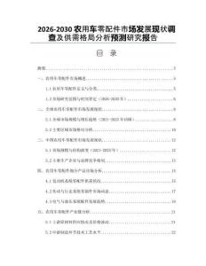 2026-2030農(nóng)用車零配件市場發(fā)展現(xiàn)狀調(diào)查及供需格局分析預(yù)測研究報(bào)告