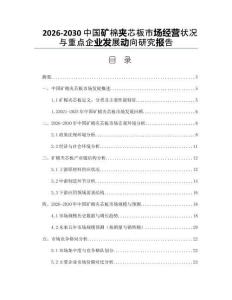 2026-2030中國礦棉夾芯板市場經營狀況與重點企業(yè)發(fā)展動向研究報告