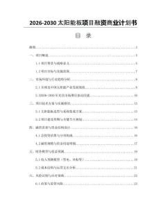 2026-2030太陽能板項目融資商業(yè)計劃書