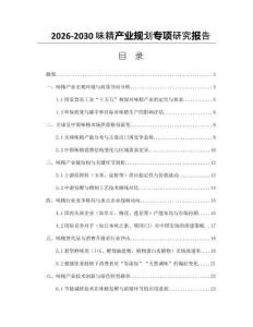 2026-2030味精產(chǎn)業(yè)規(guī)劃專項研究報告