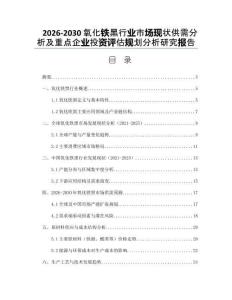 2026-2030氧化鐵黑行業(yè)市場(chǎng)現(xiàn)狀供需分析及重點(diǎn)企業(yè)投資評(píng)估規(guī)劃分析研究報(bào)告