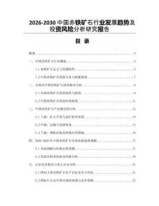 2026-2030中國赤鐵礦石行業發展趨勢及投資風險分析研究報告